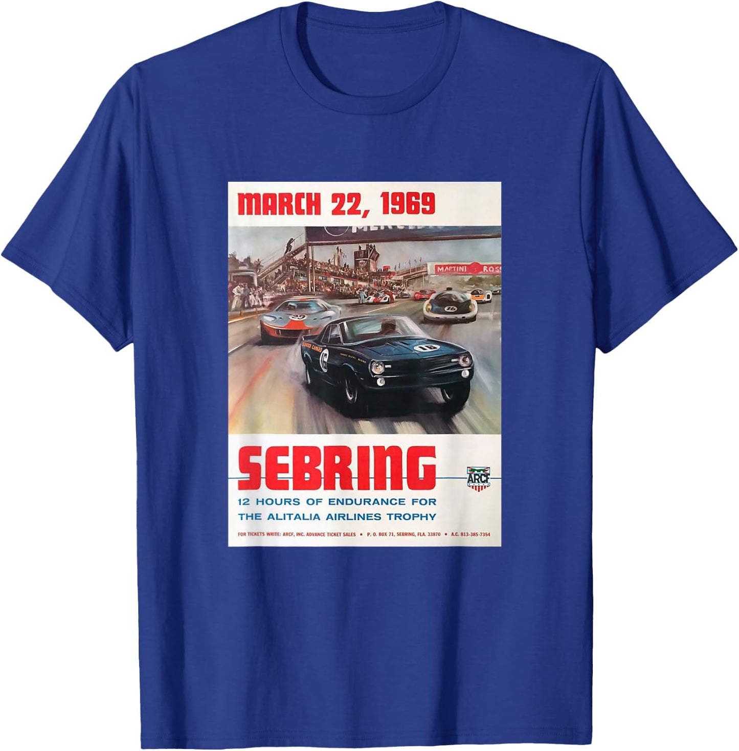 Vintage 1969 Sebring 12 Hours Endurance Race T-Shirt - T-Shirt | Royal