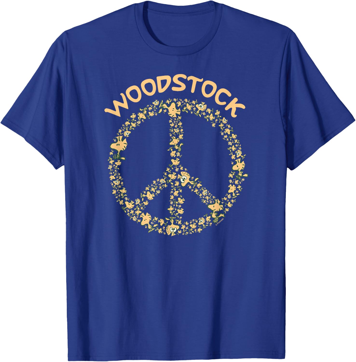 Peanuts Woodstock 50th Anniversary Peace Sign T-Shirt - T-Shirt | Royal