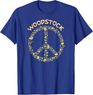 Peanuts Woodstock 50th Anniversary Peace Sign T-Shirt - T-Shirt | Royal