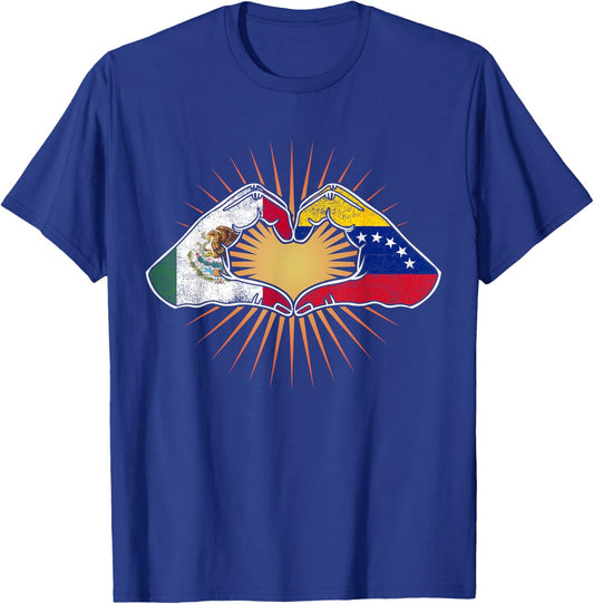 Mexico and Venezuela. Heart Hands T-Shirt - T-Shirt | Royal