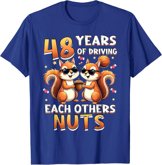 48 Years Of Driving Each Other Nuts Squirrel Couple Matching T-Shirt - T-Shirt | Royal