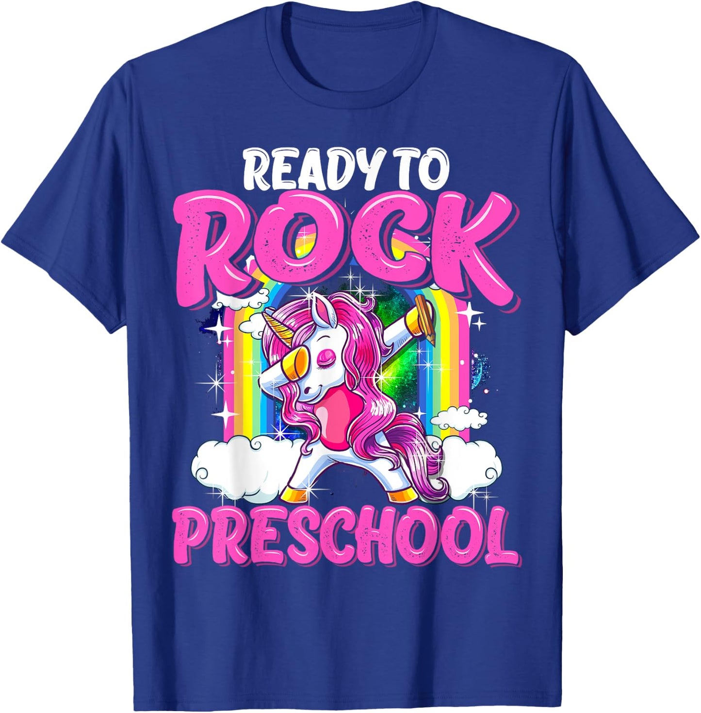 Ready To Rock Preschool Dabbing Unicorn Back To School Girls T-Shirt - T-Shirt | Royal