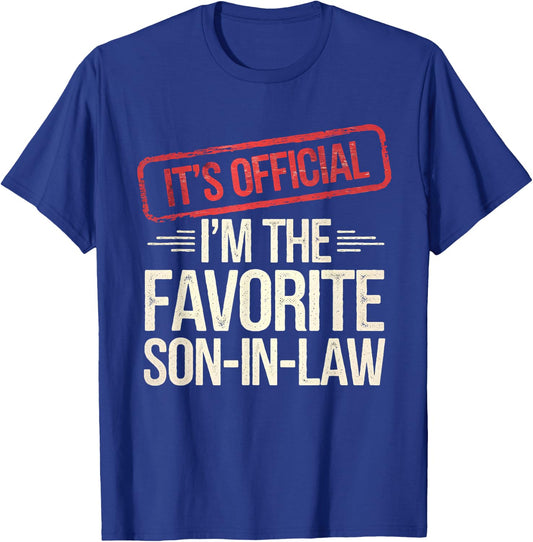 Funny Family Vintage It's Official I'm The Favorite Son-In-Law -Adults T-Shirt - T-Shirt | Royal