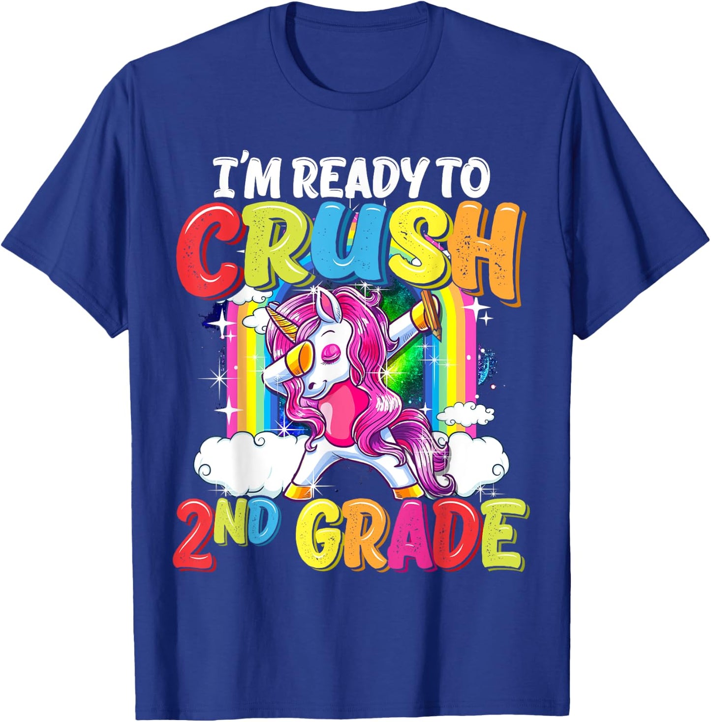 2nd Grade Dabbing Unicorn Back To School Girls T-Shirt - T-Shirt | Royal