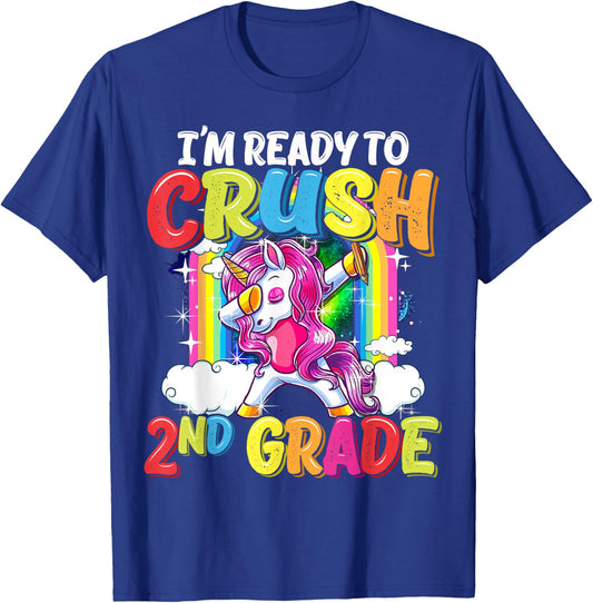 2nd Grade Dabbing Unicorn Back To School Girls T-Shirt - T-Shirt | Royal