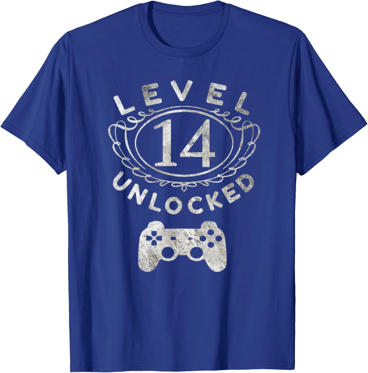 Level 14 Unlocked - 14th Birthday Gamer Gift T-Shirt - T-Shirt | Royal