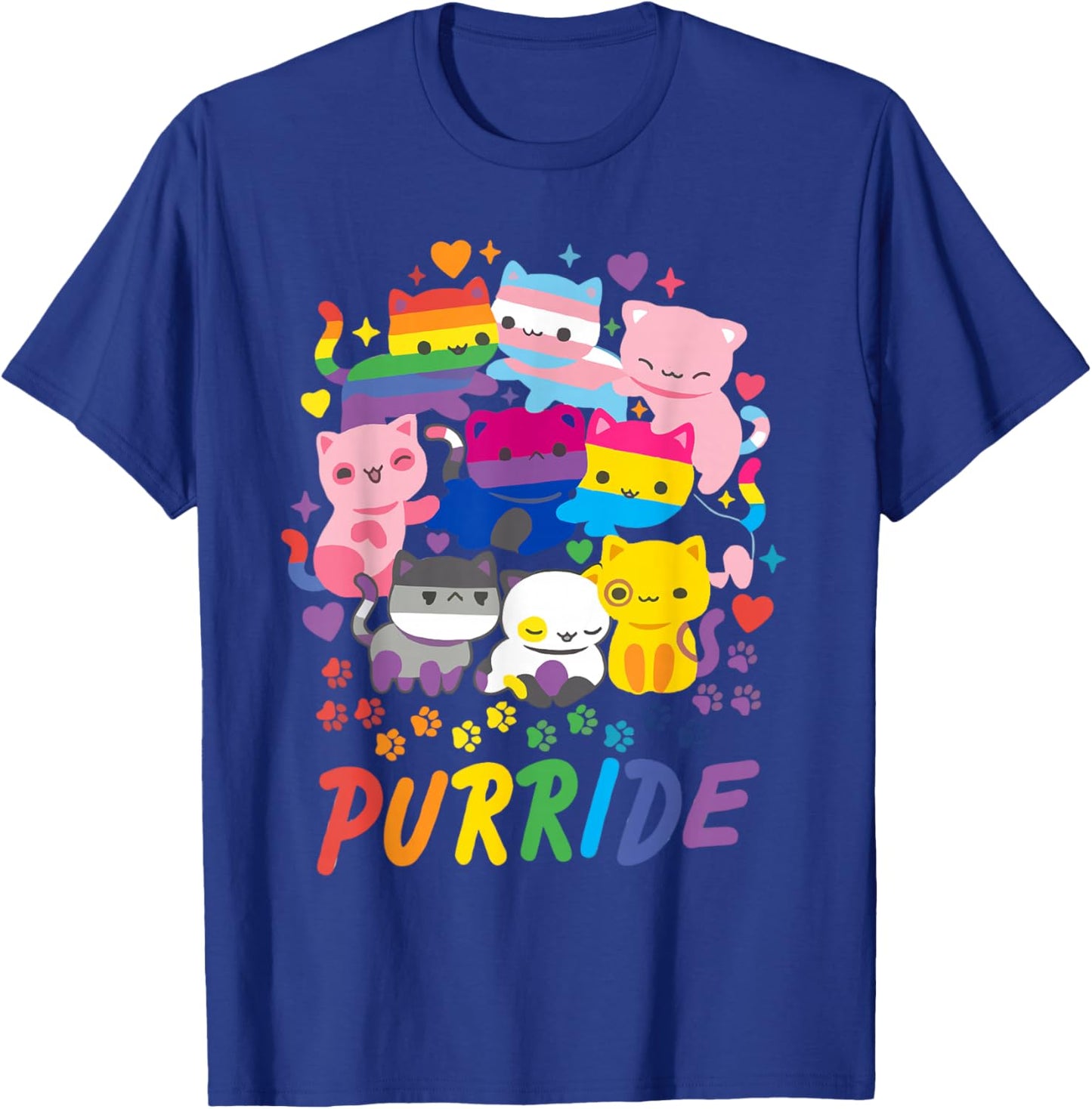 Purride Cat Pride Ally LGBT Rainbow Animal Lovers Women Kids T-Shirt - T-Shirt | Royal