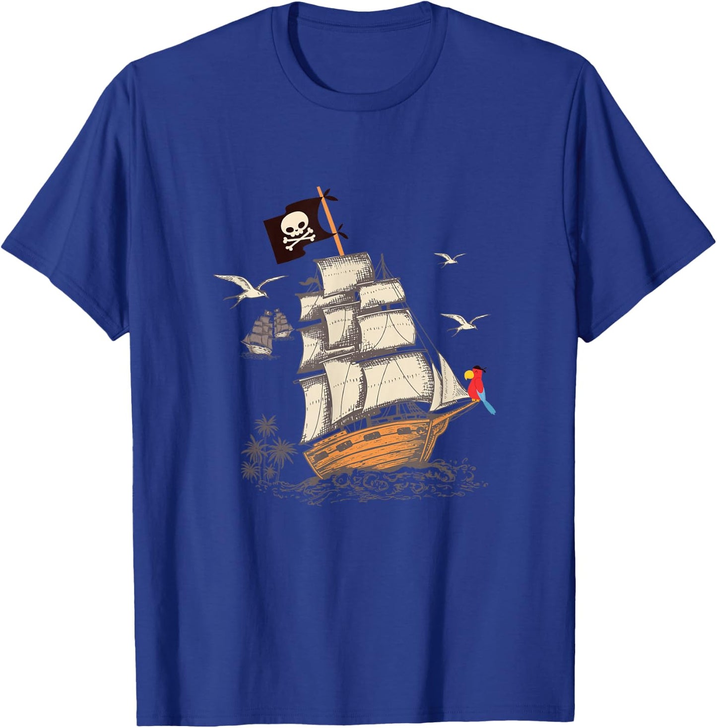 Pirate Ship Nautical Boat Pirate Flag Funny Gift T-Shirt - T-Shirt | Royal