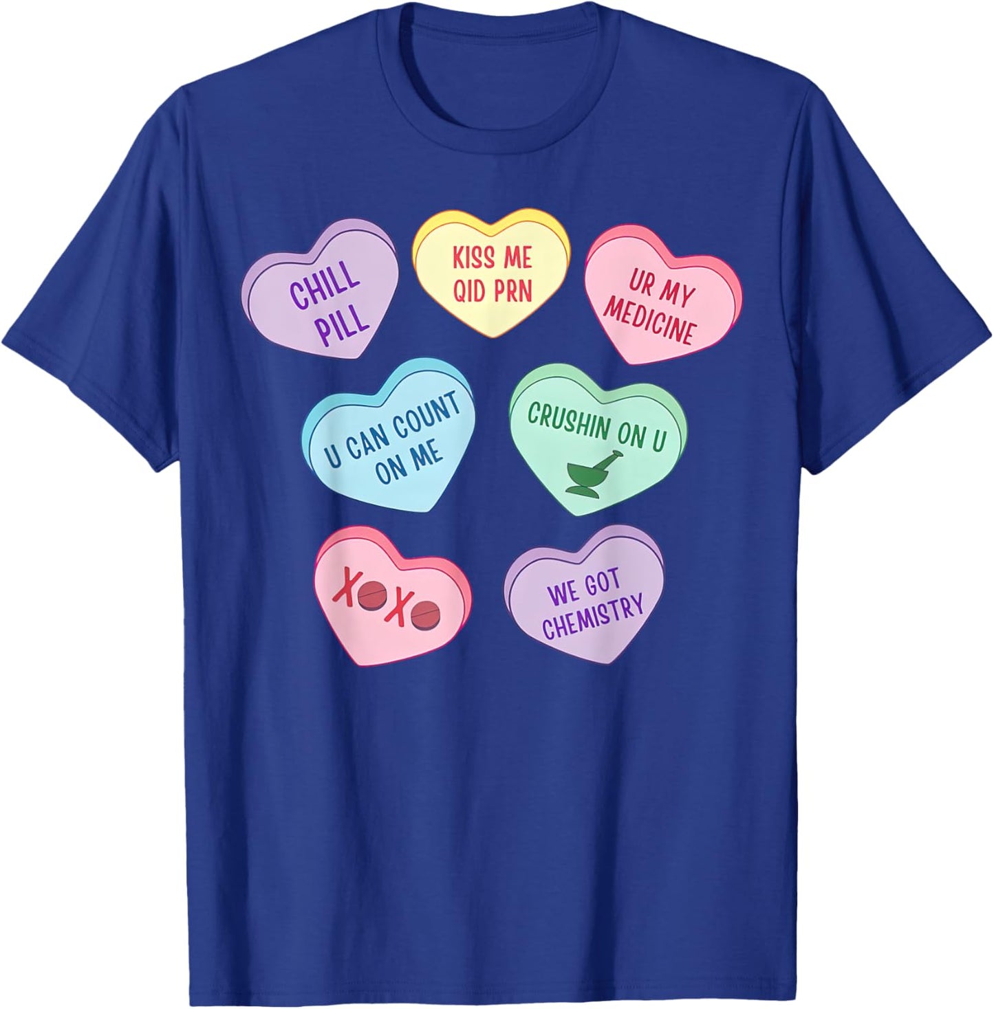 Retro Pharmacist Pharmacy Tech Candy Heart Valentine's Day T-Shirt - T-Shirt | Royal
