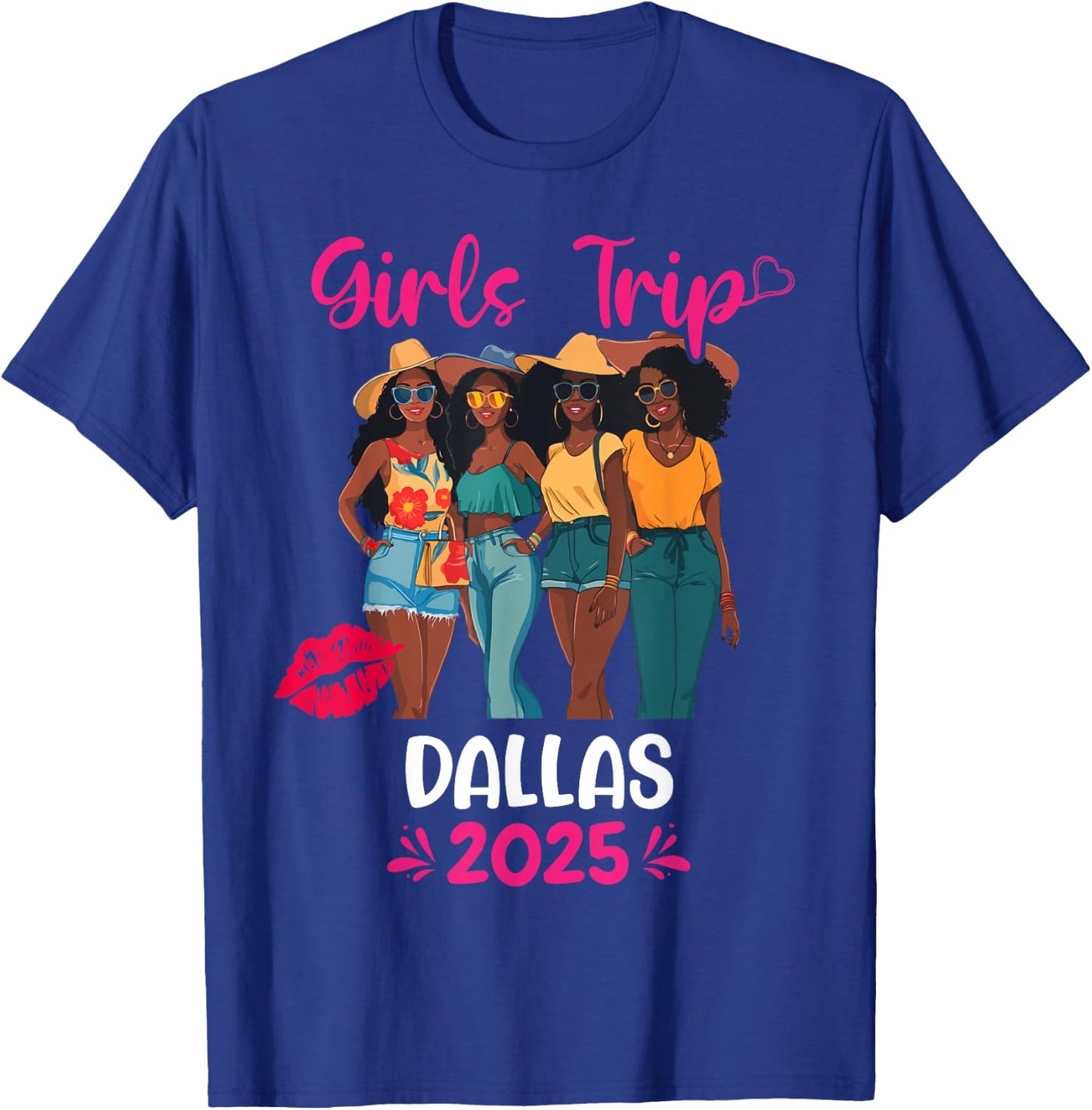 Black Girls Trip Dallas 2025 Vacation Matching T-Shirt - T-Shirt | Royal
