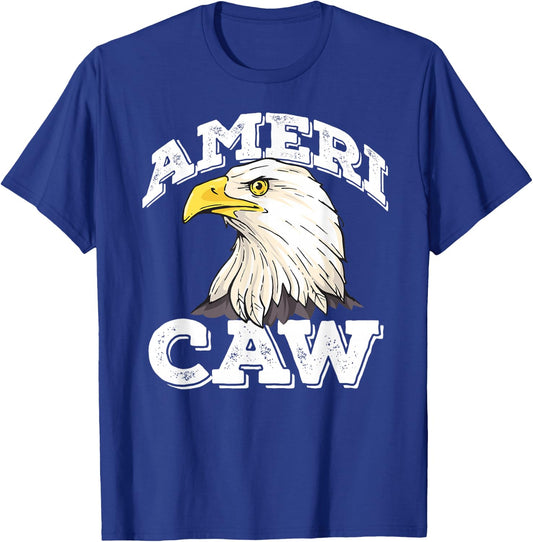 AMERI-CAW Funny Bald Eagle Meme 4th of July USA CAW! T-Shirt - T-Shirt | Royal