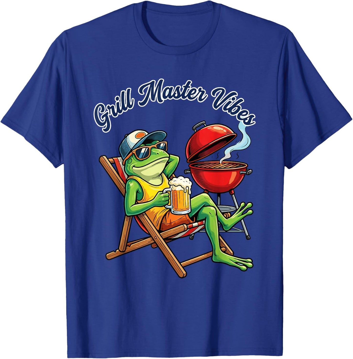 Funny Grilling Frog Outdoor Cooking Cartoon Amphibian Humor T-Shirt - T-Shirt | Royal