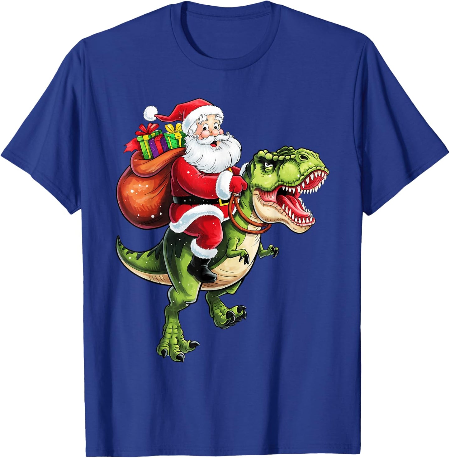 Santa Riding T rex Christmas Funny Xmas Kids Boys Men T-Shirt - T-Shirt | Royal