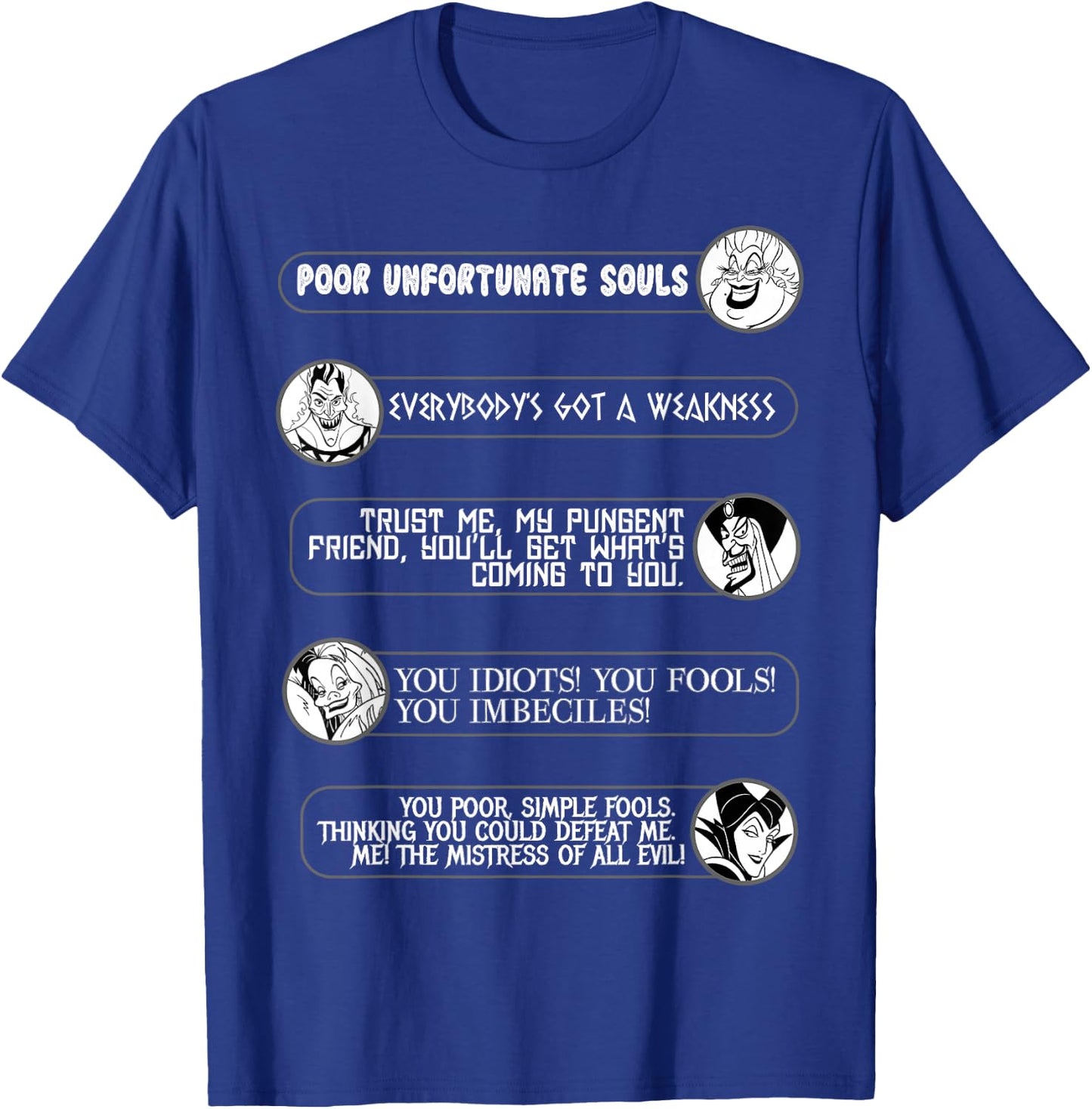 Disney Villains Movie Quotes Circle Portrait Graphic Small T-Shirt - T-Shirt | Royal