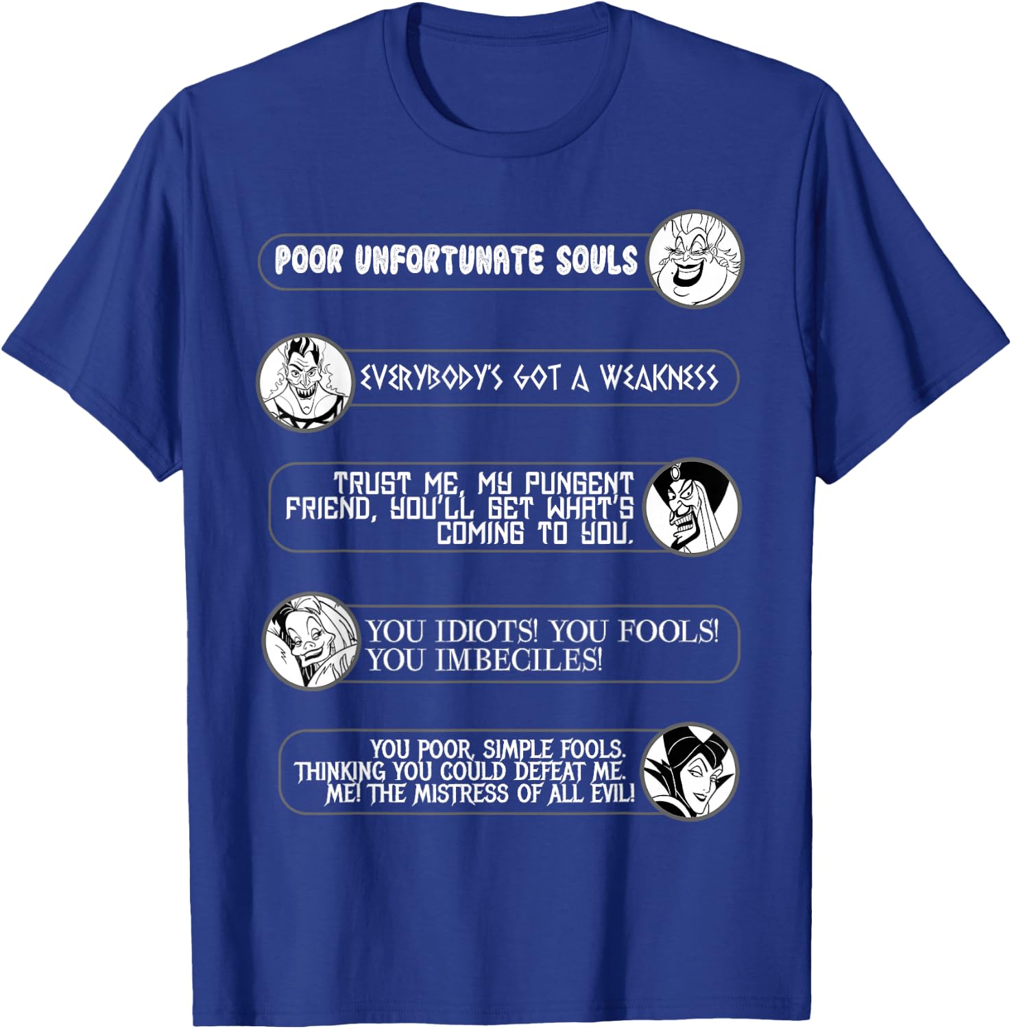 Disney Villains Movie Quotes Circle Portrait Graphic Small T-Shirt - T-Shirt | Royal