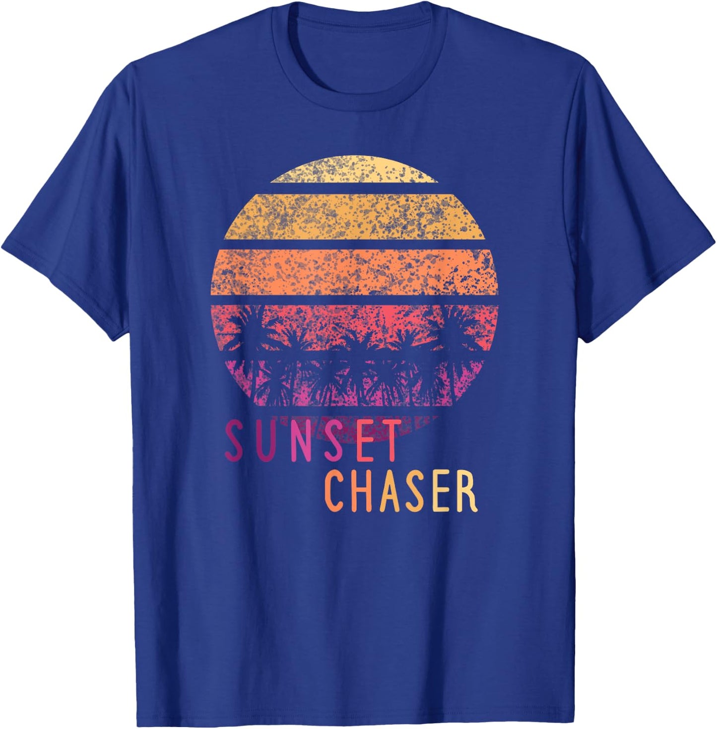Sunset Chaser Vintage Palm Tree Silhouette 70s Retro T-Shirt - T-Shirt | Royal