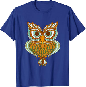 Night Owl Tribal Pattern Shirt Cool Nocturnal Animal Lover T-Shirt - T-Shirt | Royal