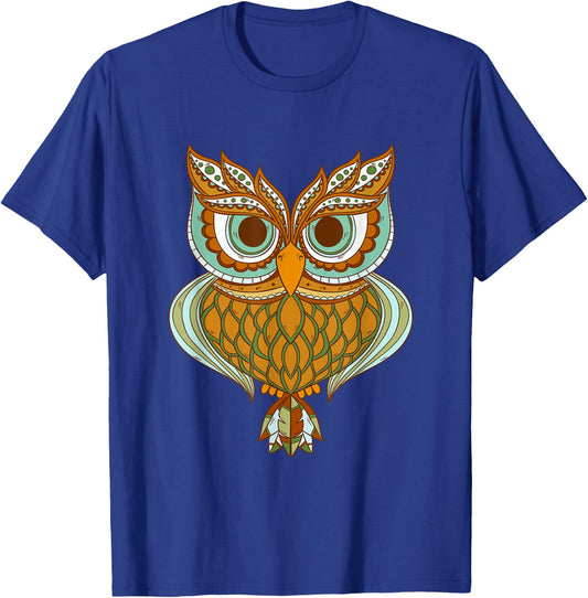 Night Owl Tribal Pattern Shirt Cool Nocturnal Animal Lover T-Shirt - T-Shirt | Royal