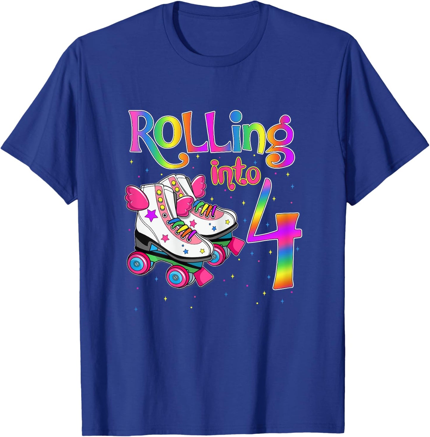 Rolling Into 4 years Let's Roll I'm Turning 4 Roller Skate T-Shirt - T-Shirt | Royal