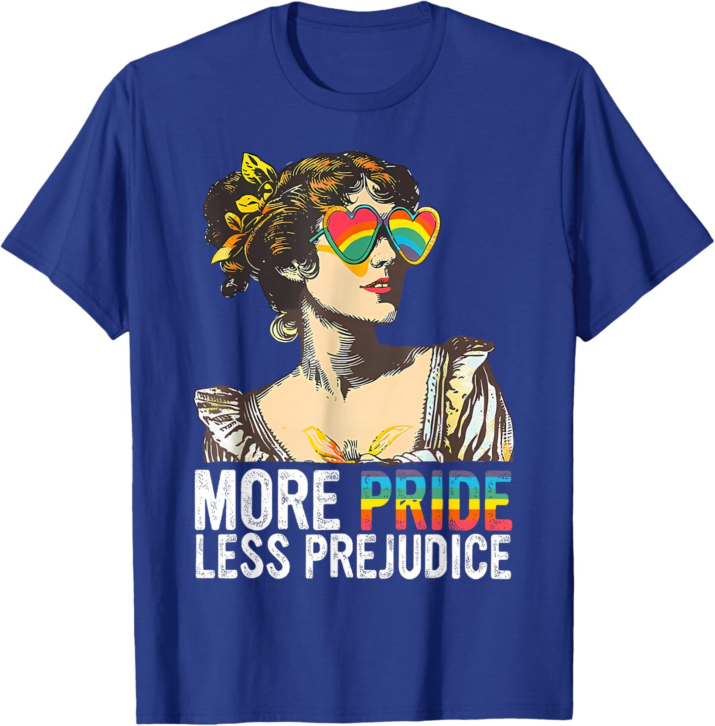 More Pride Less Prejudice Rainbow Vintage Pride Aesthetic T-Shirt - T-Shirt | Royal