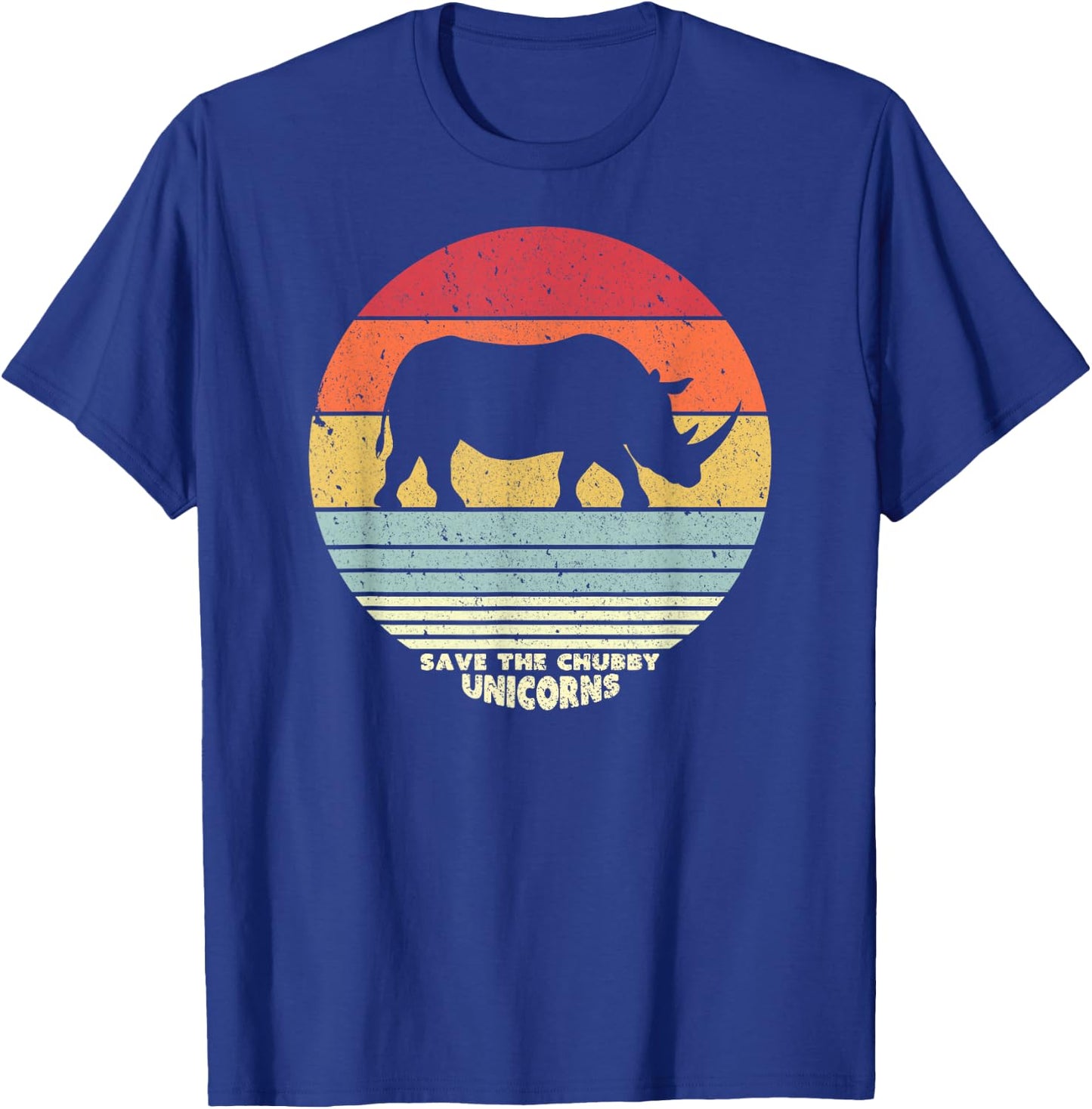 Save The Chubby Unicorns Shirt. Retro Style Rhino T-Shirt - T-Shirt | Royal
