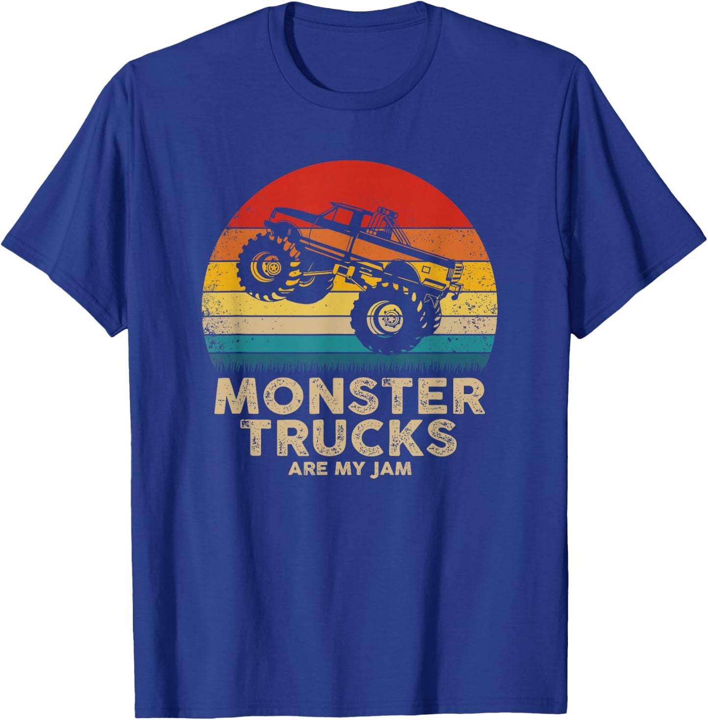Cool Vintage Monster Truck are My Jam Retro Sunset T-Shirt - T-Shirt | Royal
