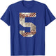 Baseball Jersey Number 5 Distressed Ball Sports T-Shirt - T-Shirt | Royal