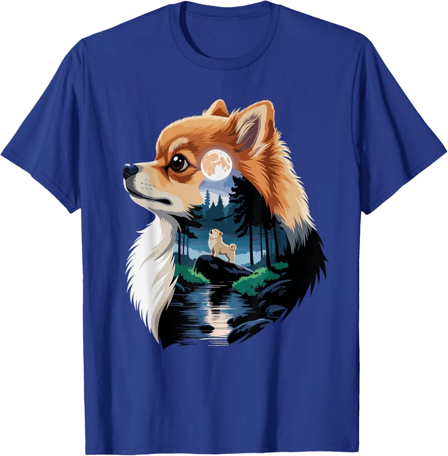 Pomeranian Howling to The Moon Pomeranians T-Shirt - T-Shirt | Royal