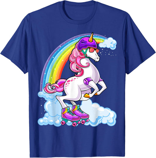 Unicorn Roller Skate Roller Derby Birthday Shirt Girls Gift T-Shirt - T-Shirt | Royal