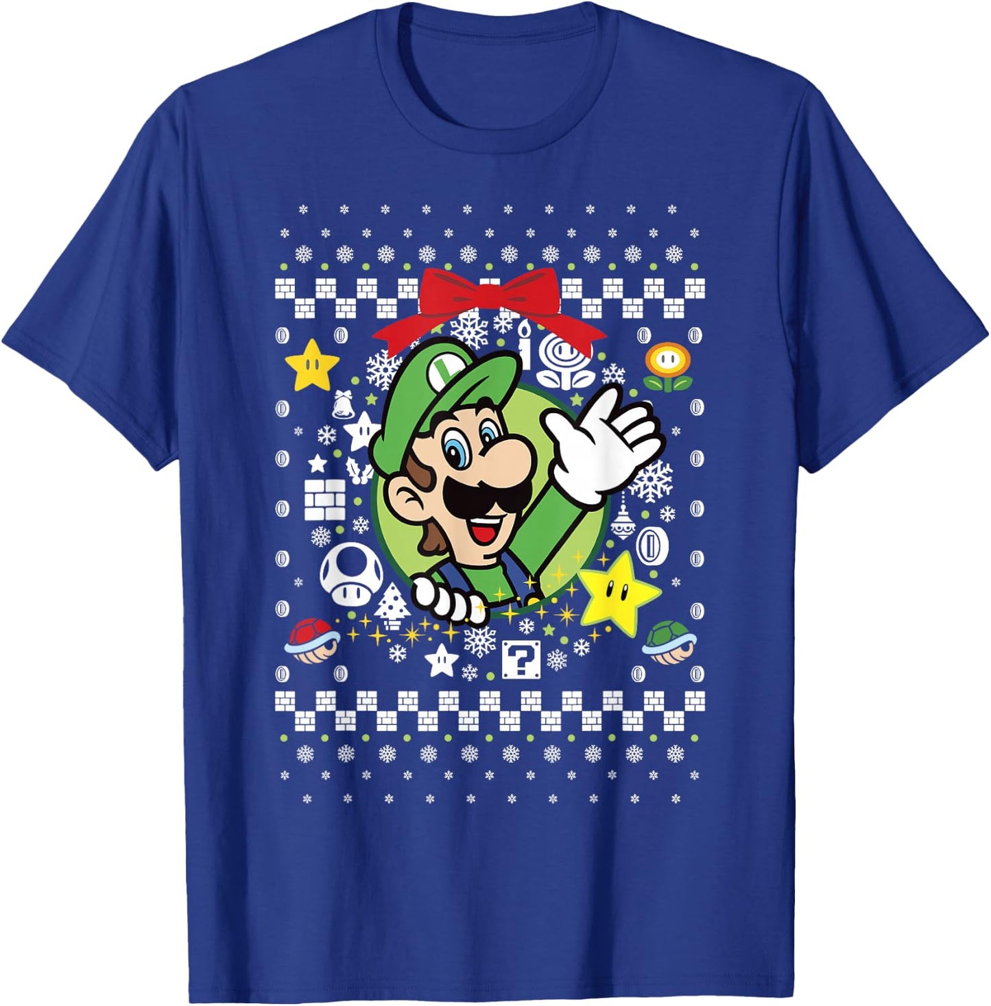 Super Mario Luigi Classic Ugly Christmas Graphic T-Shirt - T-Shirt | Royal