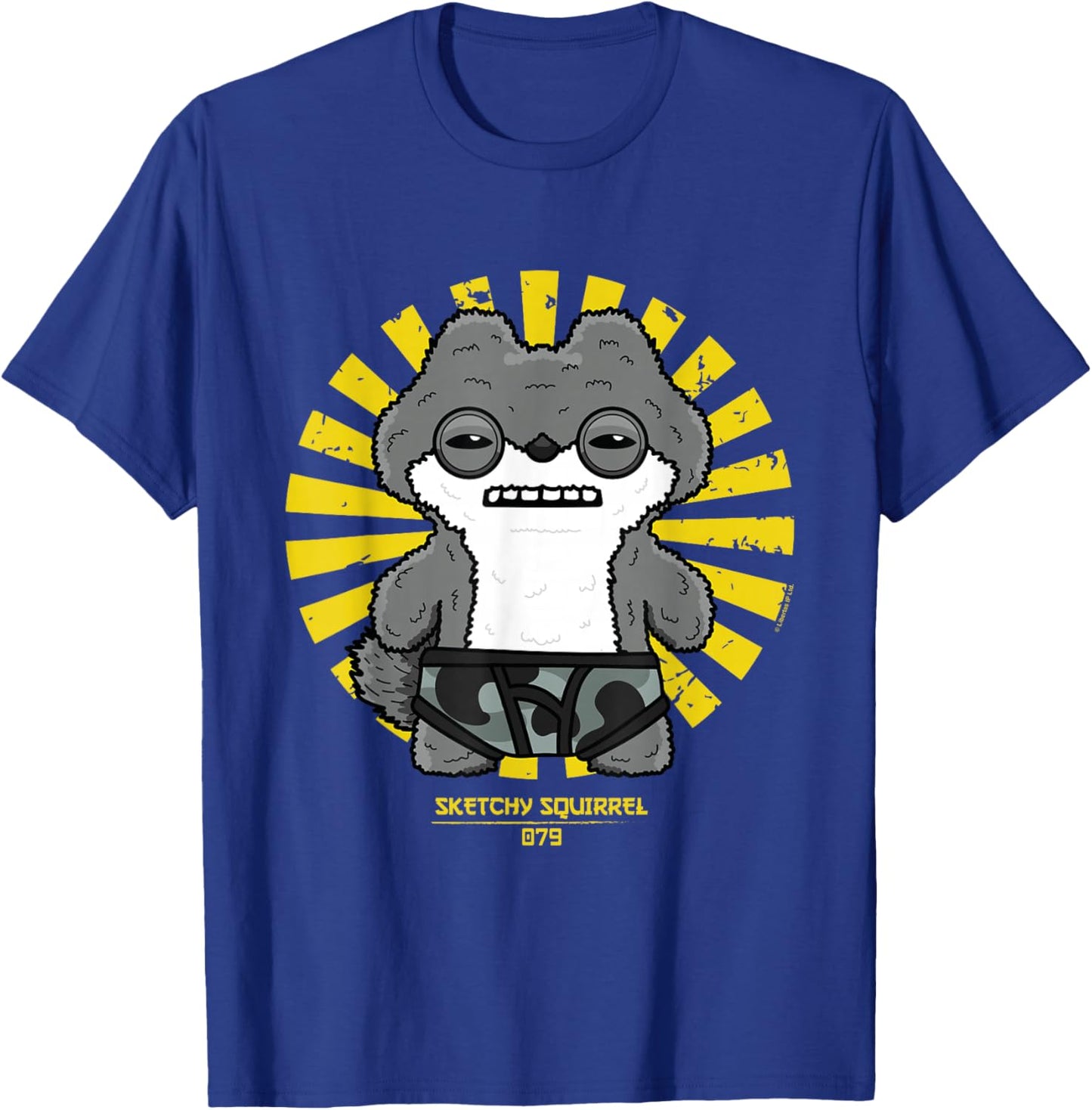 Sketchy Squirrel Budgie Fuggler Retro Japanese Text T-Shirt - T-Shirt | Royal
