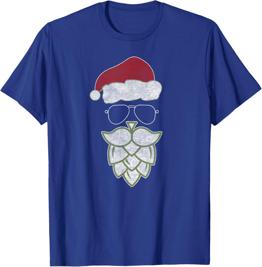 Festive Christmas Santa Claus Beer Hops Beard - Cool & Funny T-Shirt - T-Shirt | Royal