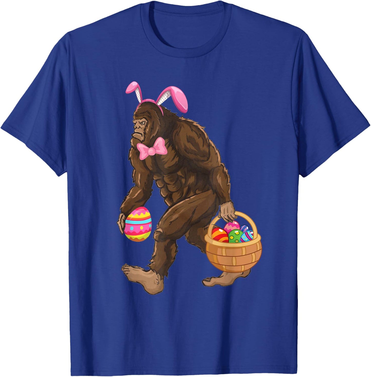 Bigfoot Carring Eggs Easter Bigfoot Easter Costume T-Shirt - T-Shirt | Royal