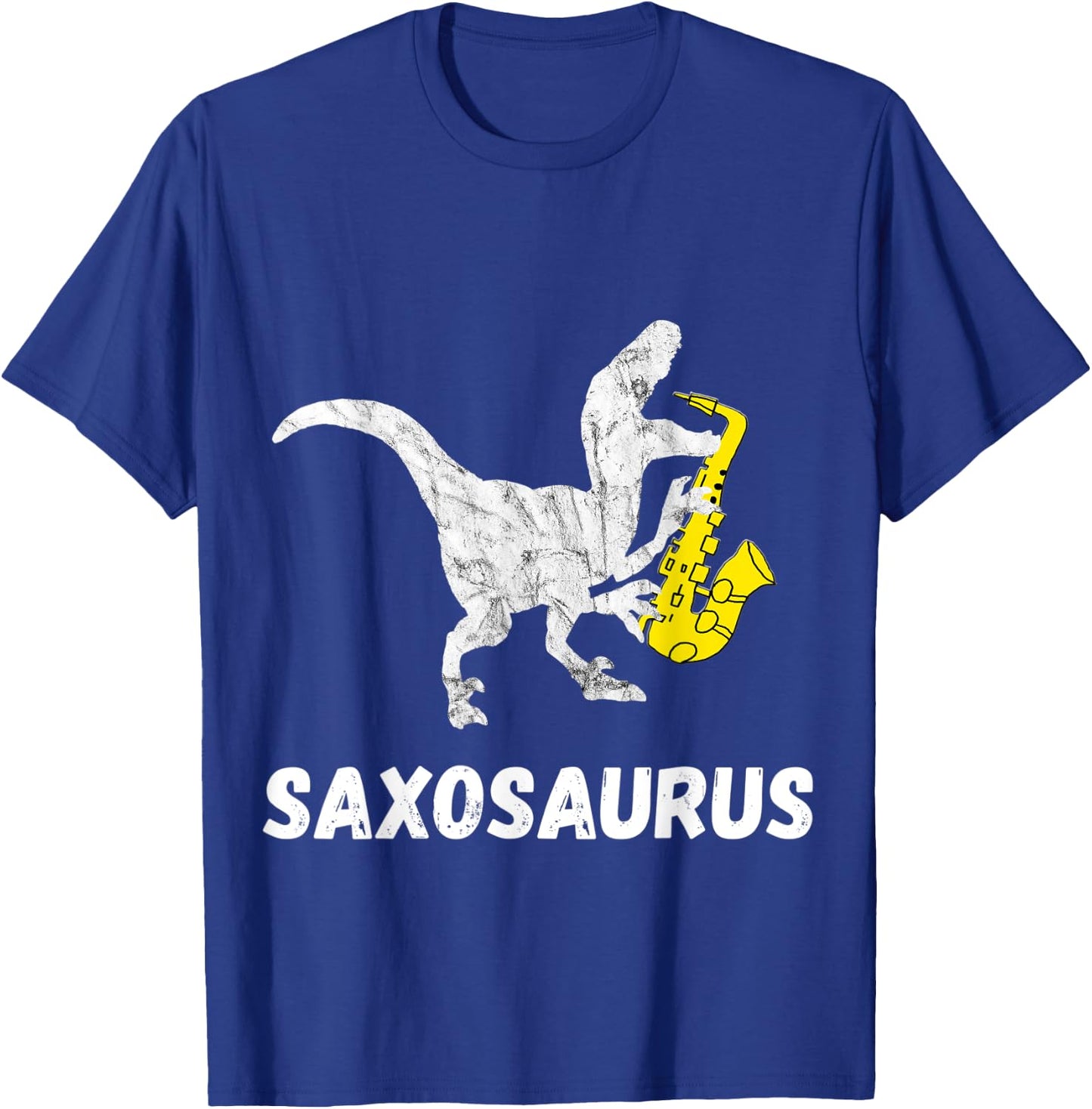 Cool Sax Saxophone Jazz Music Instrument Dinosaur Funny Saxophone T-Rex T-Shirt - T-Shirt | Royal