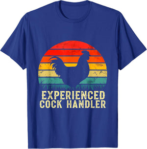 Experienced Cock Handler Funny Inappropriate Vintage Retro T-Shirt - T-Shirt | Royal