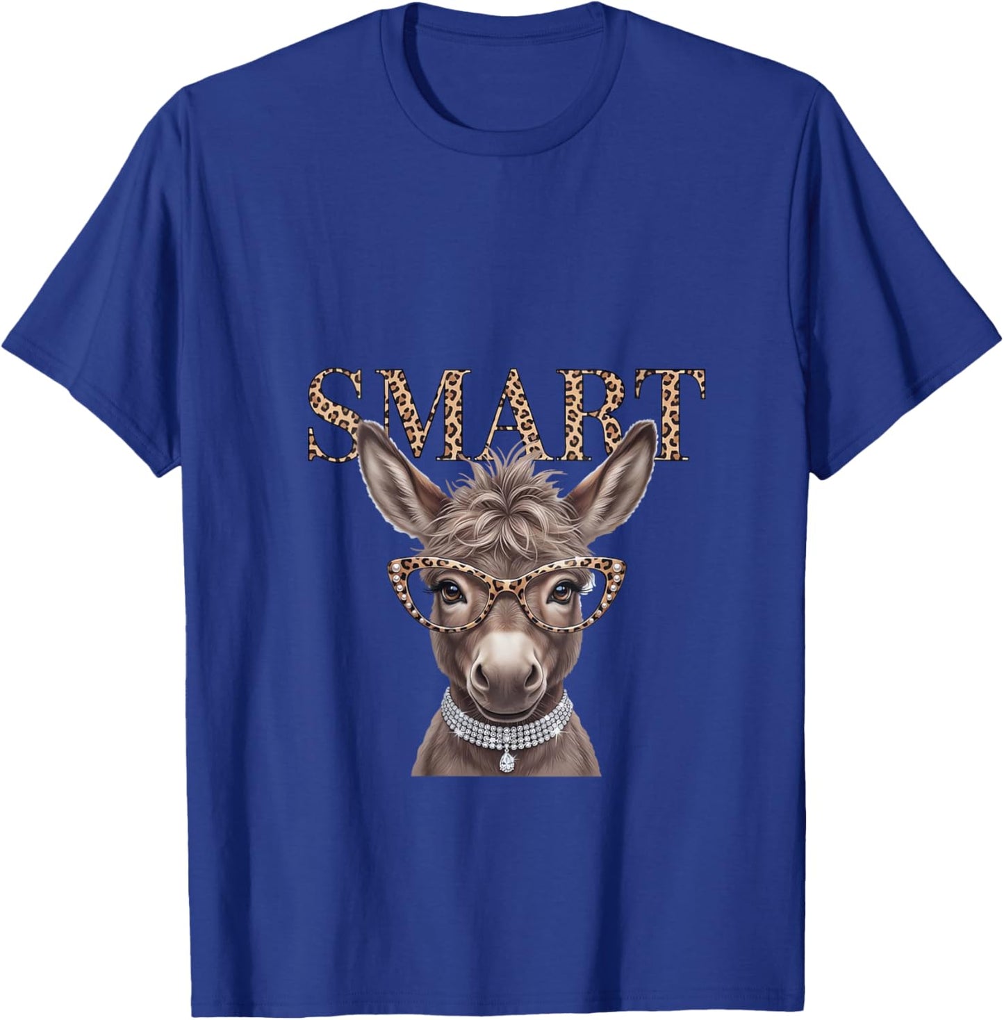 Women's Funny Leopard Trendy Smart Ass Royal Donkey Mom Grandma V-Neck T-Shirt - T-Shirt | Royal