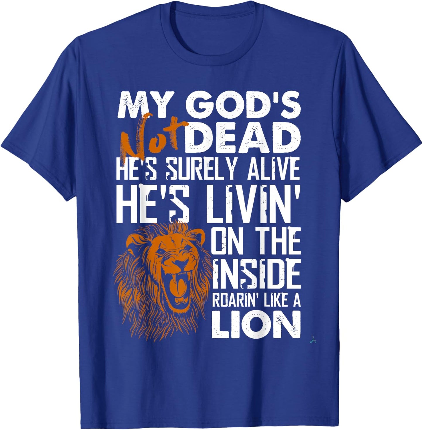 My God's Not Dead Lion Christian Christ Cross Faith T-Shirt - T-Shirt | Royal