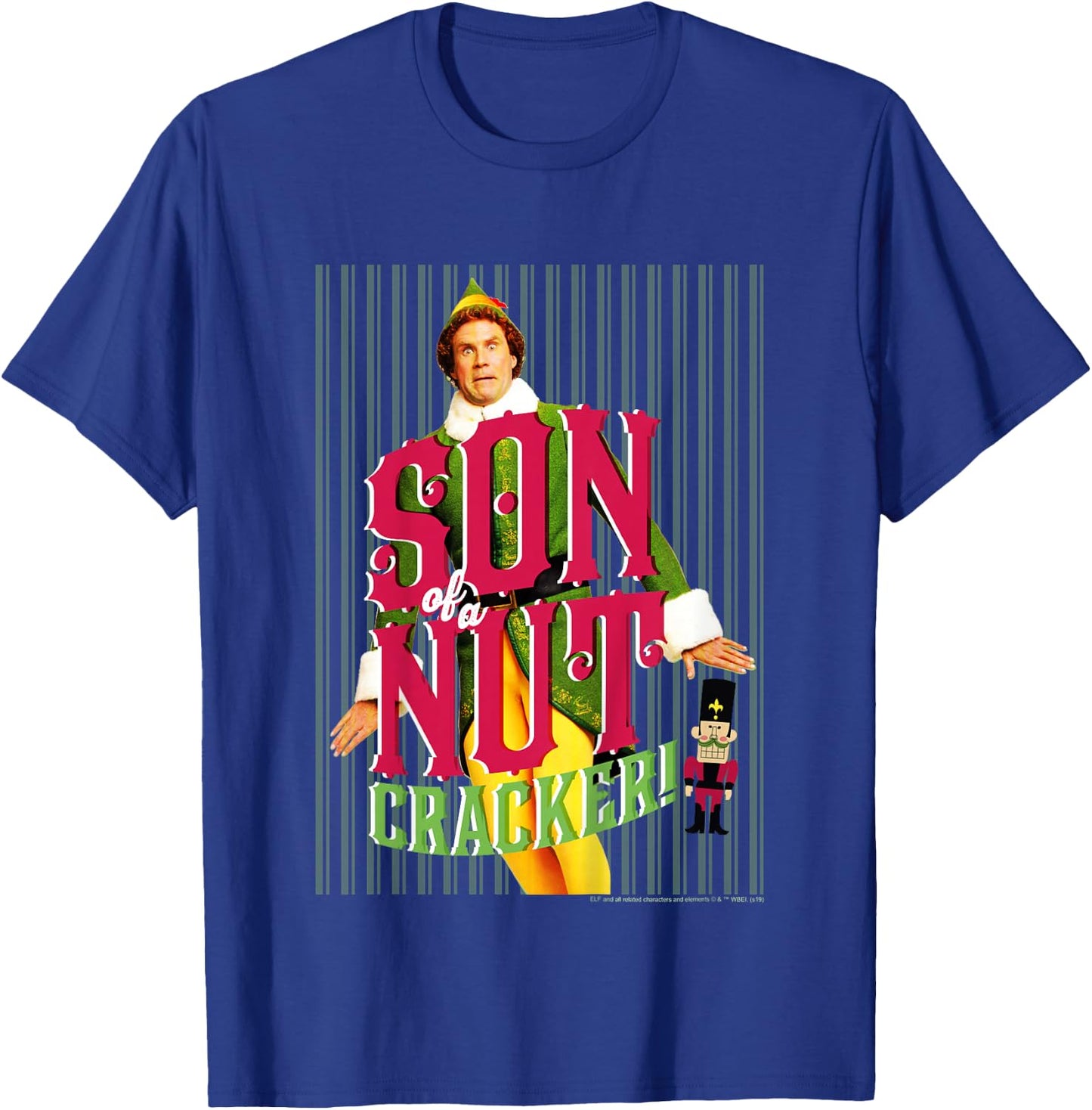 Kids Elf Buddy Son Of A Nutcracker Striped Poster T-Shirt - T-Shirt | Royal