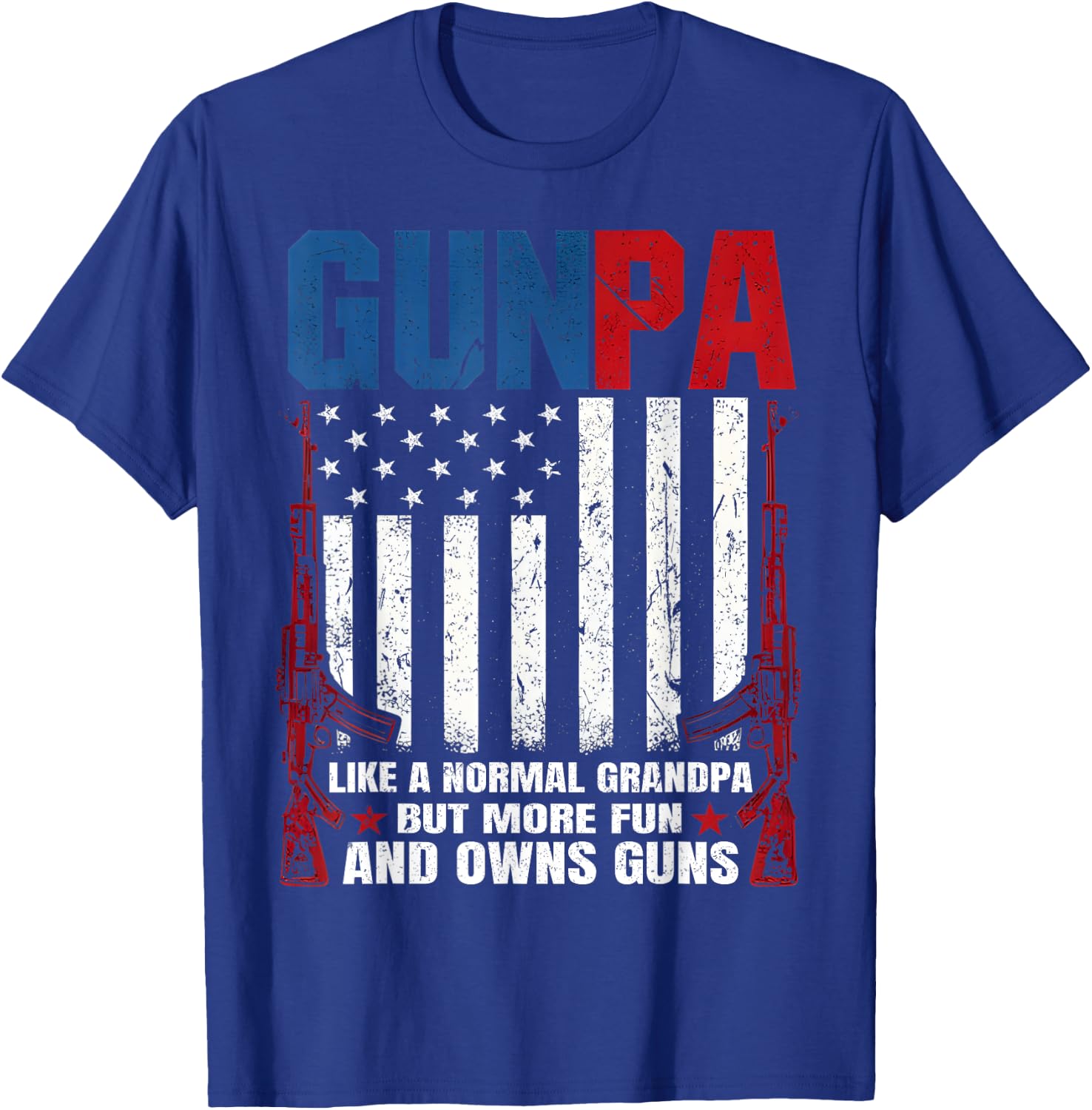 Funny Family Novelty Definition Shirt GUNPA Like A Normal Grandpa But More Fun And Owns Guns USA Men's Adults Gun Enthusiasts Grandfathers Black Short Sleeve T-Shirt - T-Shirt | Royal