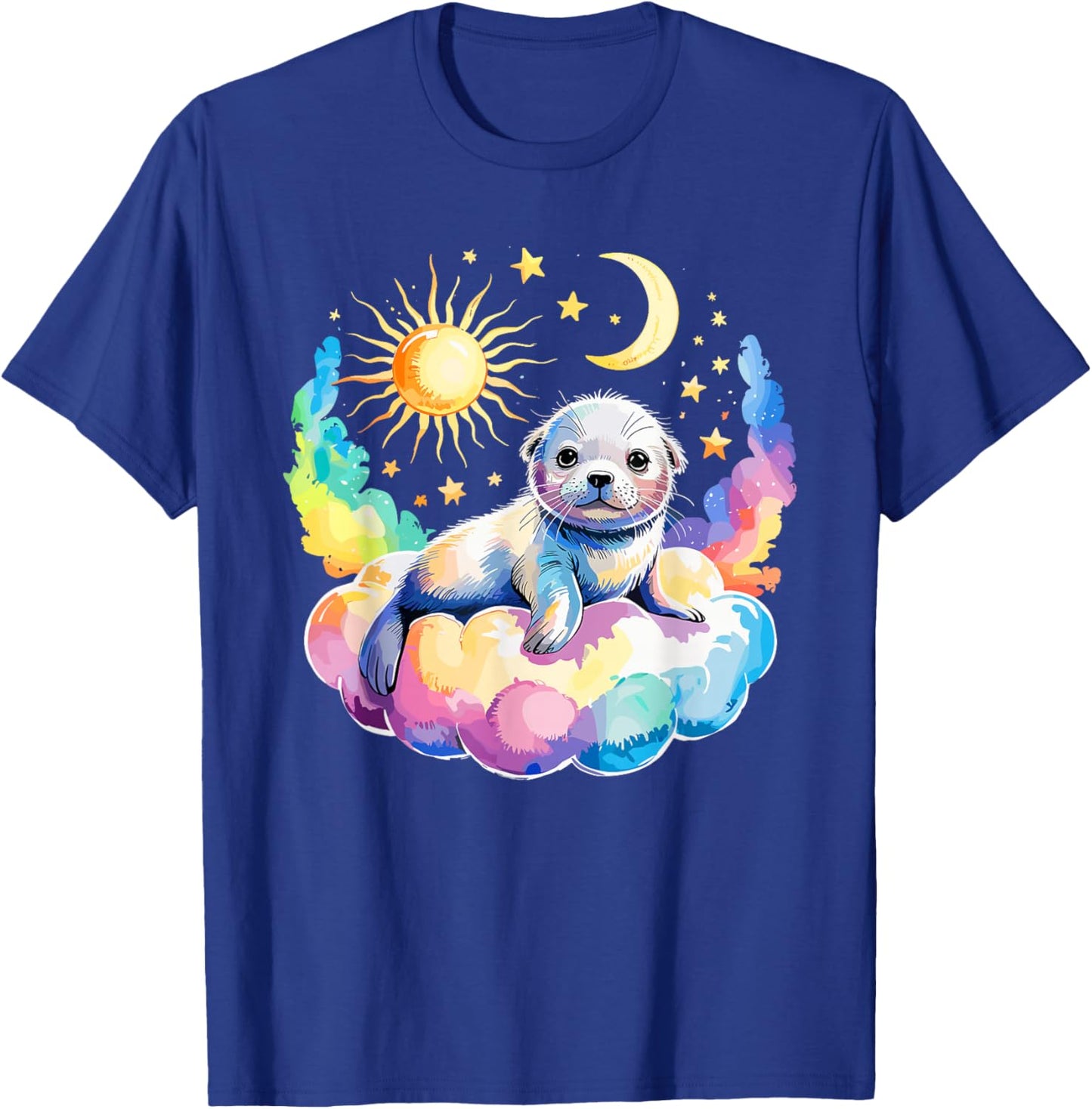 Rainbow Clouds Baby Seal Seals T-Shirt - T-Shirt | Royal