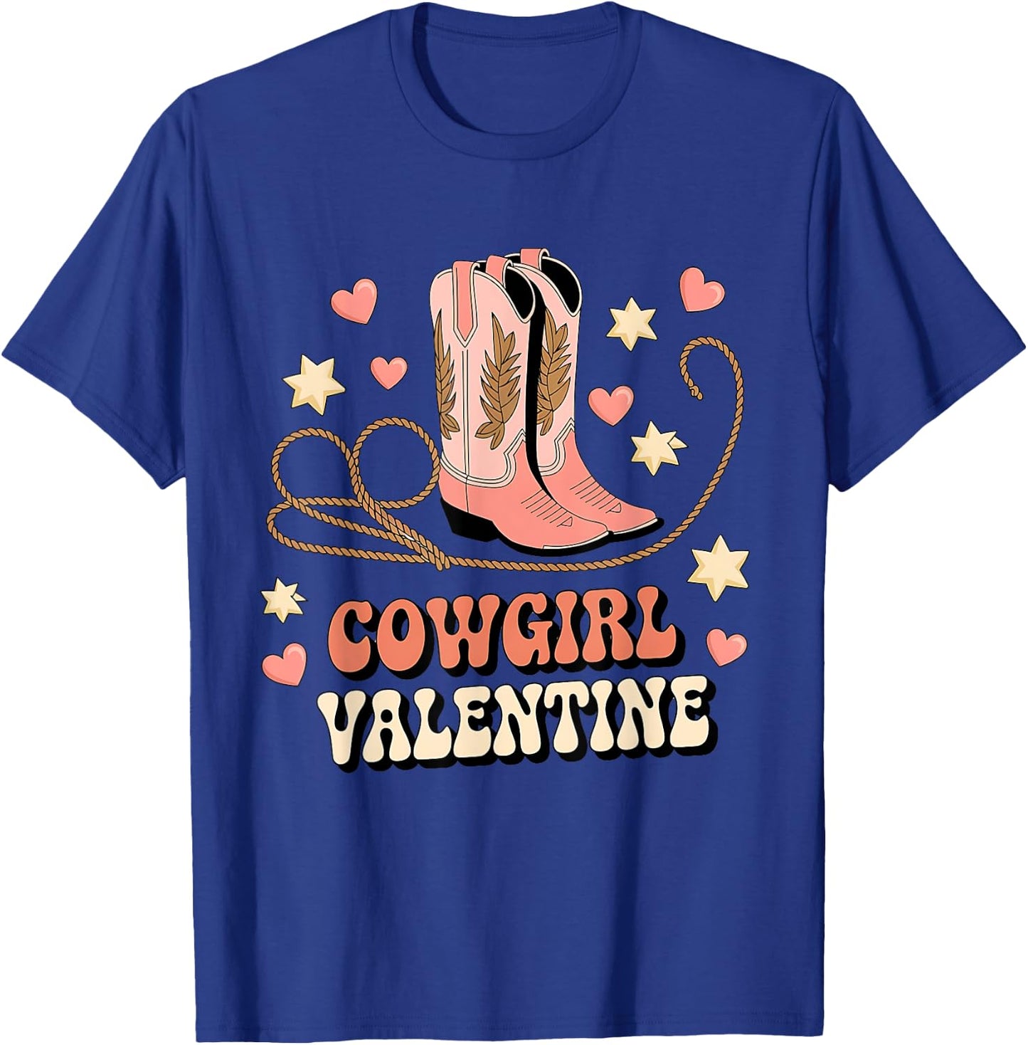 Cowgirl Valentine Pink Boots Y2K Country Girls Valentine Day T-Shirt - T-Shirt | Royal