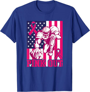 Pink Out Football Breast Cancer Awareness Toddler Boys Kids T-Shirt - T-Shirt | Royal