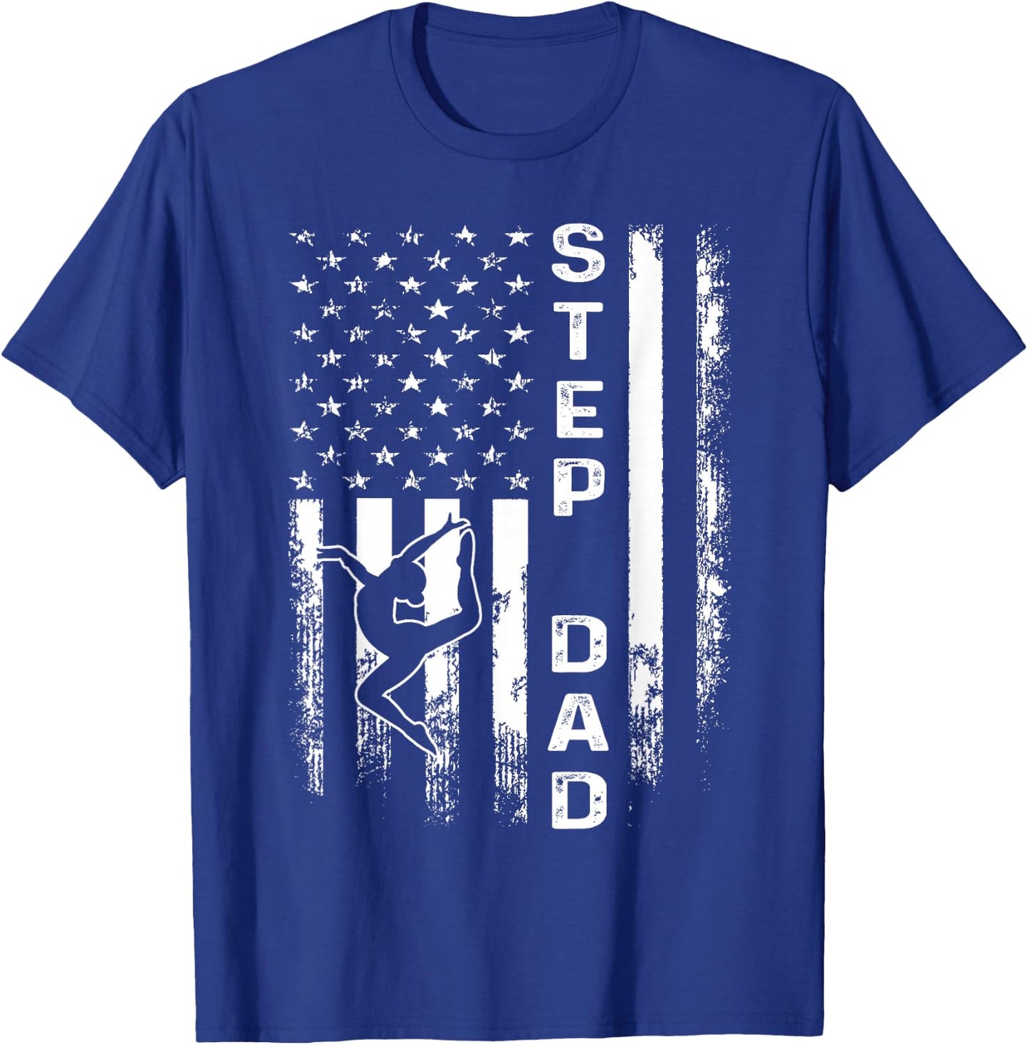 Gymnastics Gymnast Step Dad America Flag Vintage Christmas T-Shirt - T-Shirt | Royal
