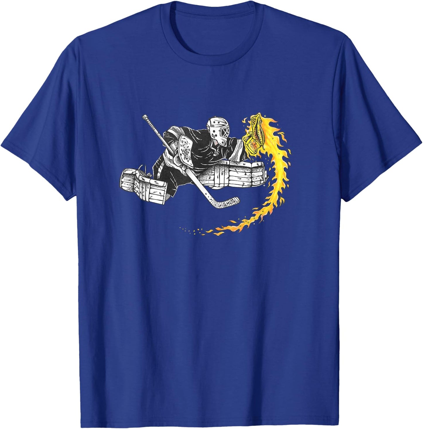 Hockey Goalie Glove on Fire SAVE! Men Women Youth T-Shirt - T-Shirt | Royal