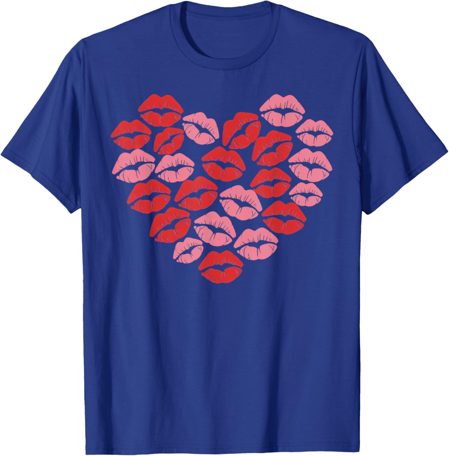 Lips Heart Pattern for Romantic Spirits Valentine's Day Fun T-Shirt - T-Shirt | Royal