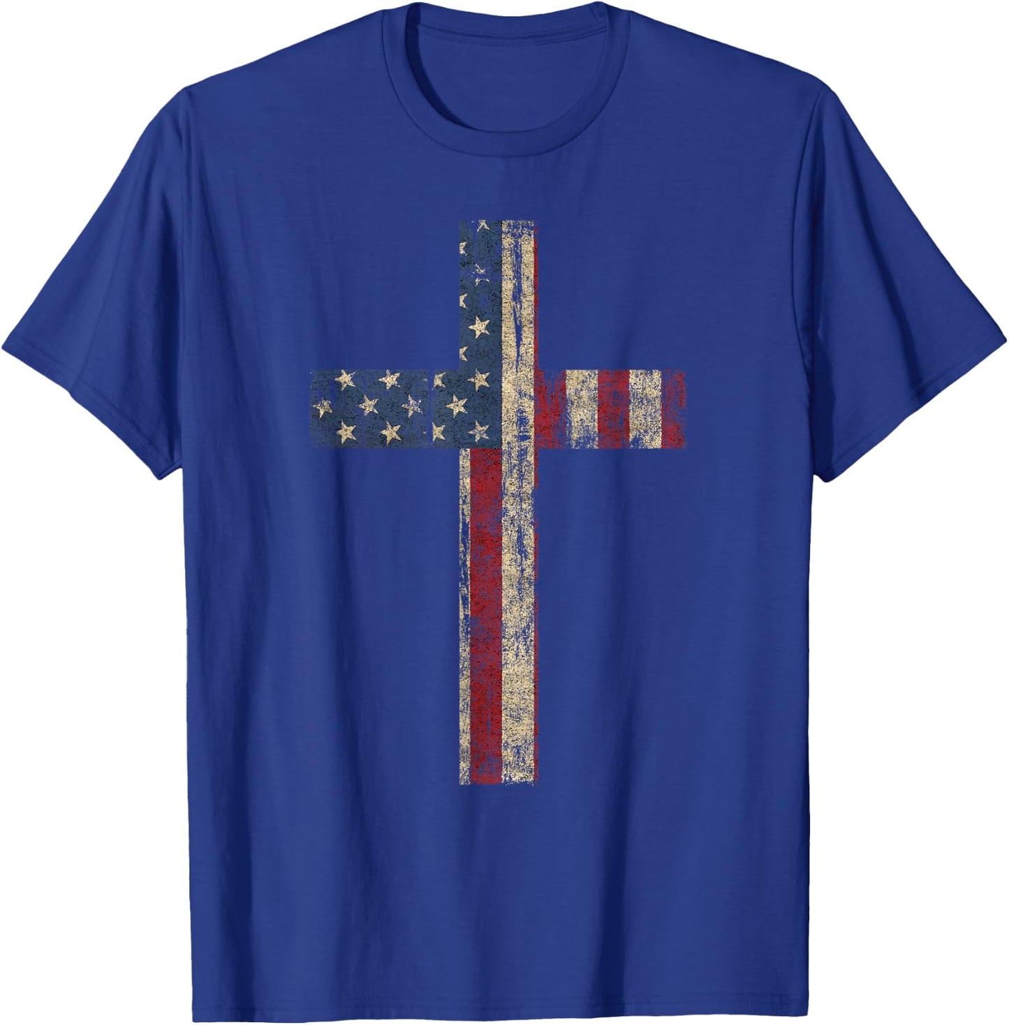 PATRIOTIC CROSS - American Flag Faith US Independence Day Men T-Shirt - T-Shirt | Royal