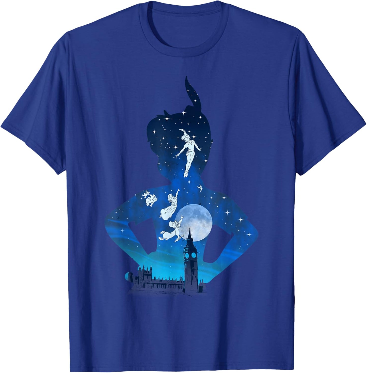 Disney Peter Pan Midnight London Flight Silhouette Fill T-Shirt - T-Shirt | Royal