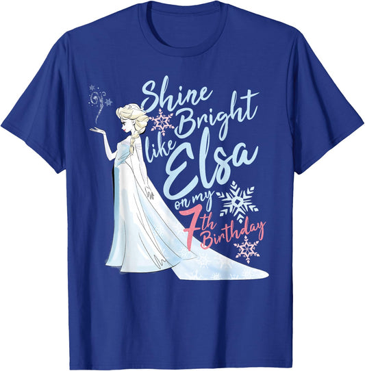 Disney Frozen Elsa Shine Bright On My 7th Birthday T-Shirt - T-Shirt | Royal