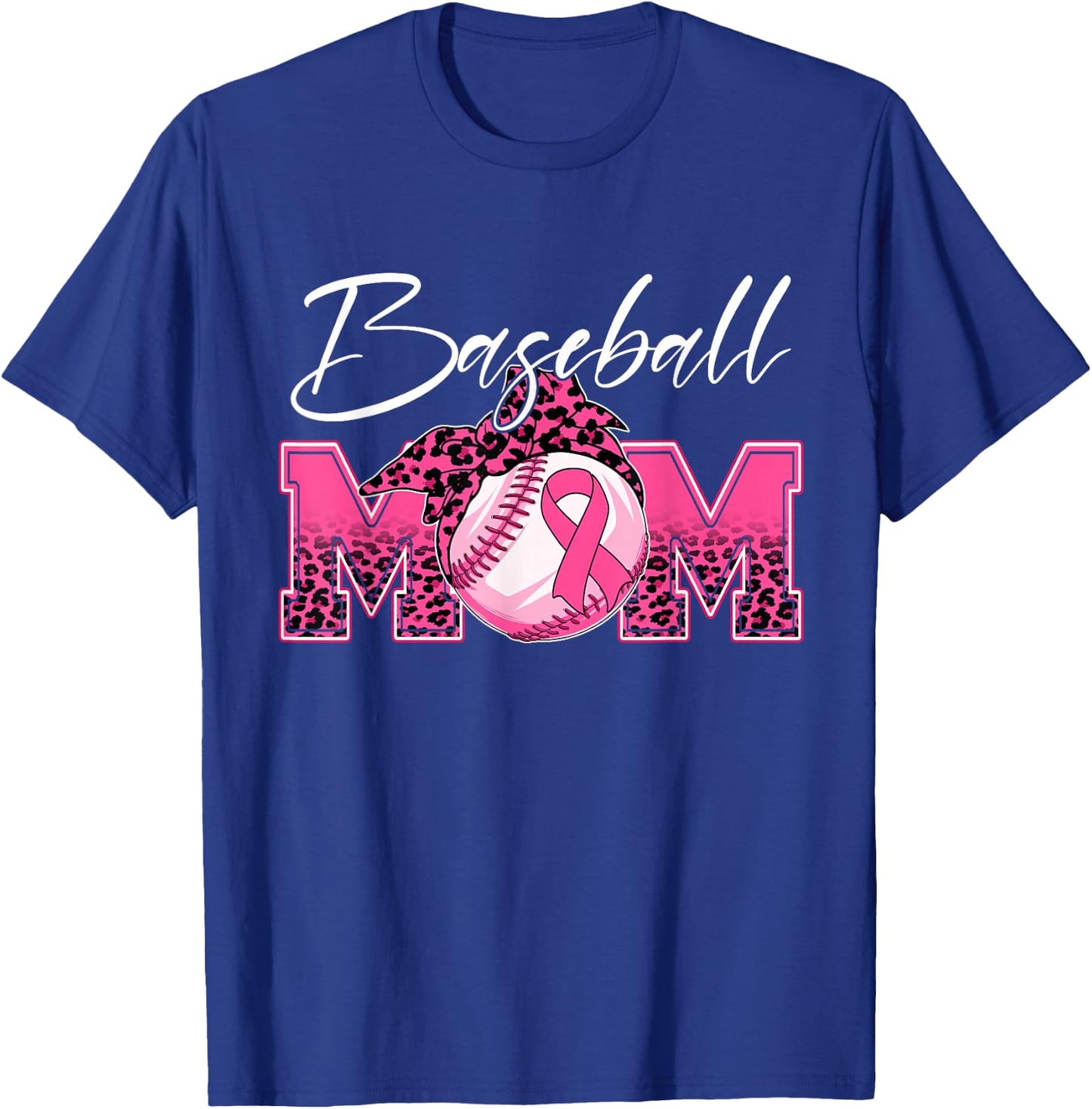 Baseball Mom Breast Cancer Awareness Day Pink Ribbon Women T-Shirt - T-Shirt | Royal