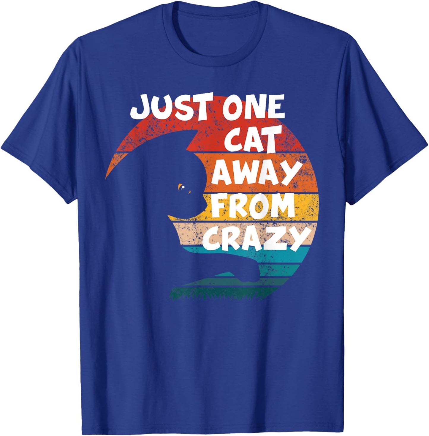 Funny Retro Vintage Cat | Just One Cat Away From Crazy Women Kids T-Shirt - T-Shirt | Royal